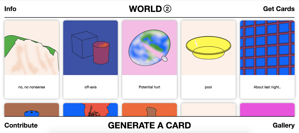 The homepage of World2, displaying several image and text pairs