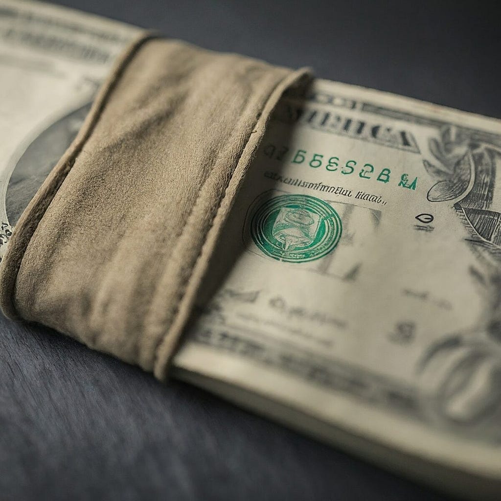 Close-up photo of a stack of tightly bound hundred-dollar bills. Represents a traditional measure of progress, GDP, but the article questions if this is the whole story for a sustainable future.