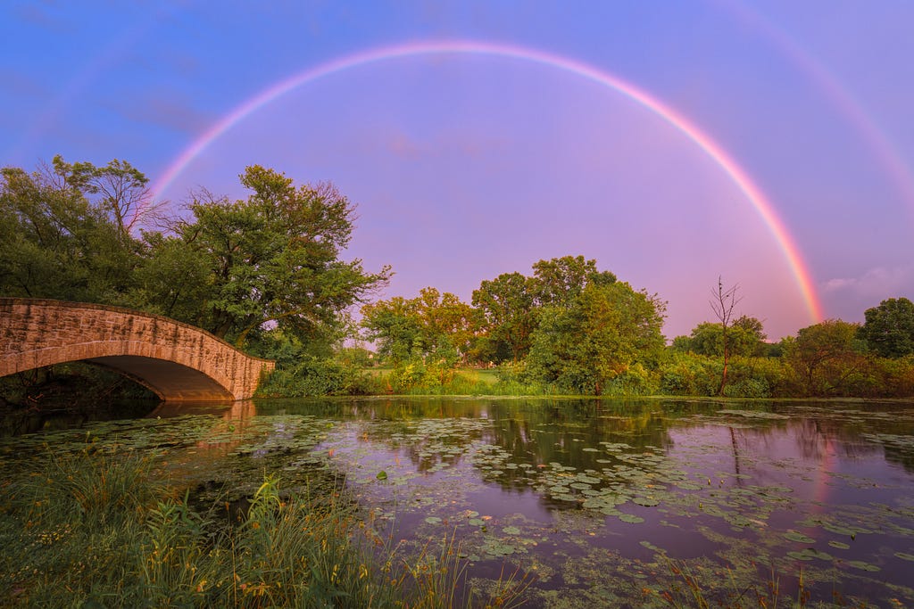A rainbow beautifying nature is typical of a beautiful reading community.