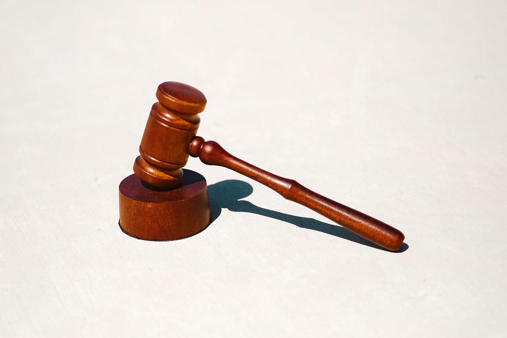 Wooden gavel on a table