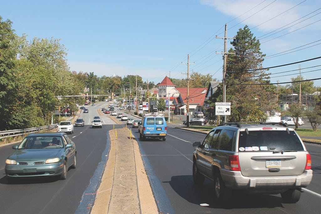 MATT SCHICKLING / WIRE PHOTO The Delaware Valley Regional Planning Commission awarded $260,000 in grants, some of which will go toward making a streetscape plan for historic Bethayres along Huntingdon Pike in Lower Moreland and more bicycle-accessible roads in Abington, such as the bike lane already built along Valley Road.  