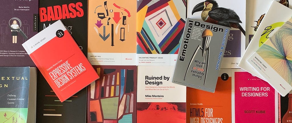 A pile of 17 assorted UX books from my collection.