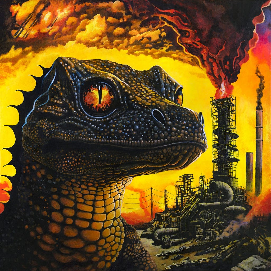 Album art for PetroDragonic Apocalypse; or, Dawn of Eternal Night: An Annihilation of Planet Earth and the Beginning of Merciless Damnation by King Gizzard & The Lizard Wizard