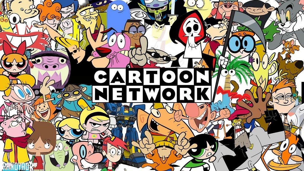 Cartoon Network Logo With Various Characters Of The Network Throughout Its 1992 Inception.