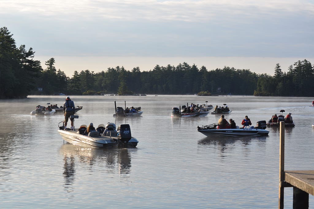 Students bass fishing as a school sport on Lake WinnipesaukeeCredit: New Hampshire Interscholastic Athletic Association