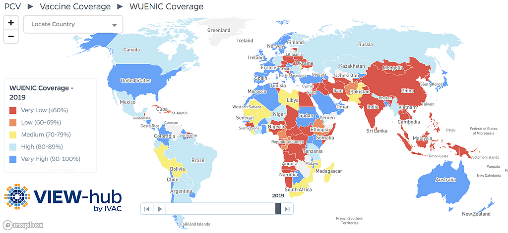 A map based visualization of vaccine access.