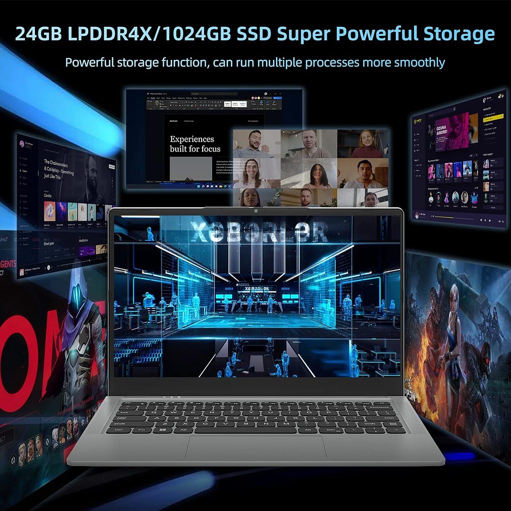 jumper Laptop, 24GB LPDDR4X RAM, 1024GB NVMe SSD, 3.6GHz Core i5 CPU, 14 Inch FHD IPS Display, Laptops Computer with 4 Stereo Speakers, 51300mWH, USB3.0 * 3, Portable, Metal.