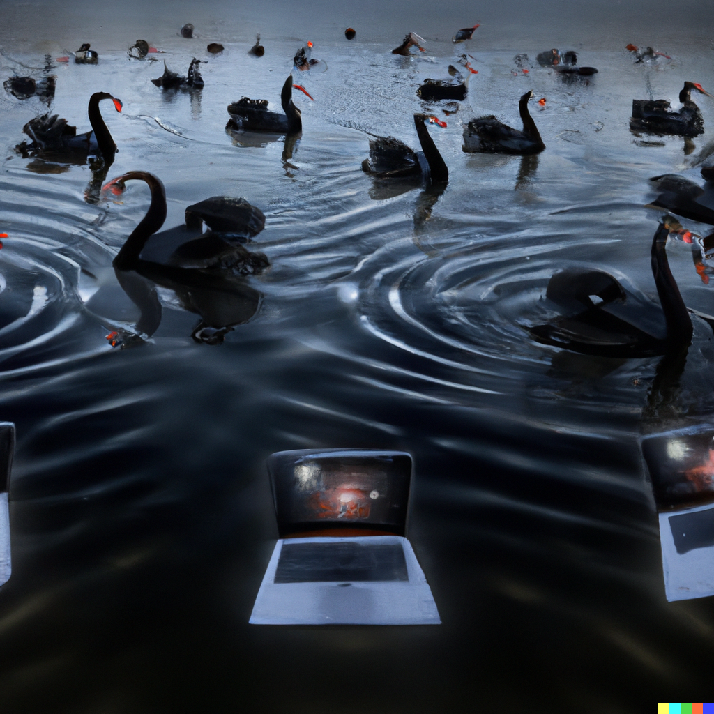 “Engineering organizations are basically a lake filled with Black Swans.” (credit: Dall-E)
