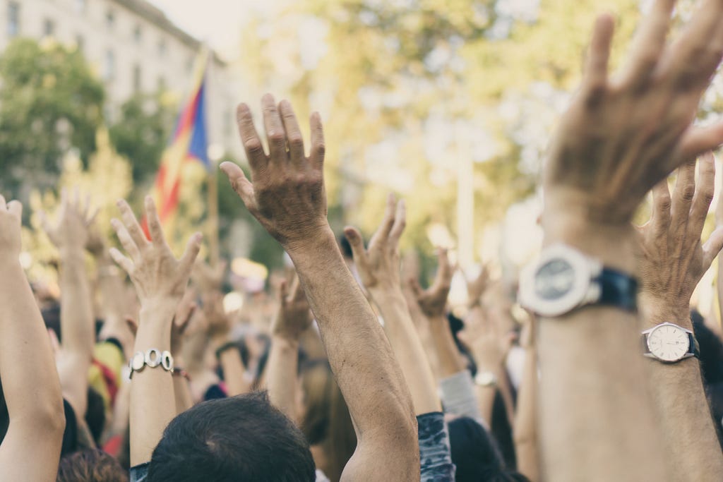 People demonstrating peacefully.