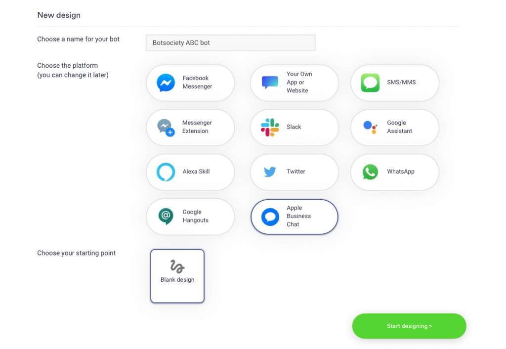 Apple Business Chat new design page