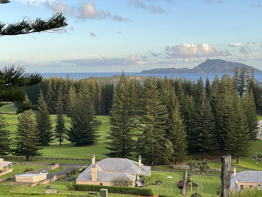 Looking down on some of the old houses near the Kingston and Arthur’s Vale Historic Area World Heritage Site on Norfolk Island.