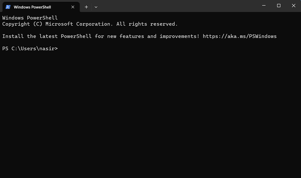 Screenshot of Windows PowerShell