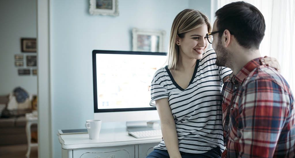 Young couple being romantic at home