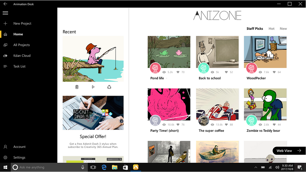 Access AniZone directly from Animation Desk app!