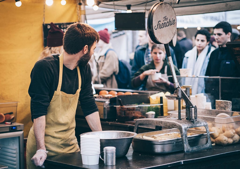 man is looking at his existing customers