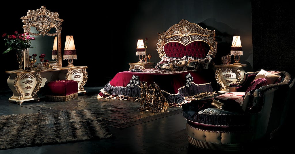 Luxurious Handcrafted Italian Bedroom Set in Gold Leaf Gilding by Royalzig Luxury Furniture