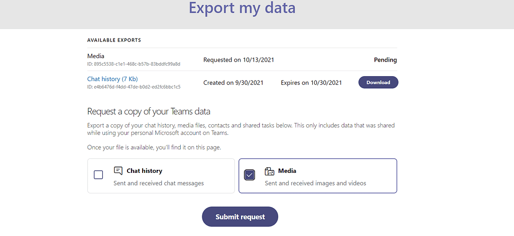 Export data Microsoft Teams