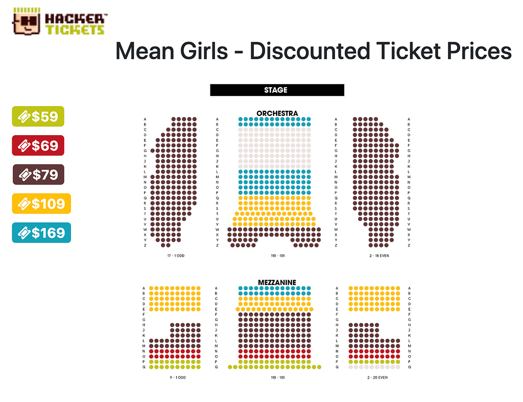 Mean Girls on Broadway — Seating Chart for Discounted Tickets