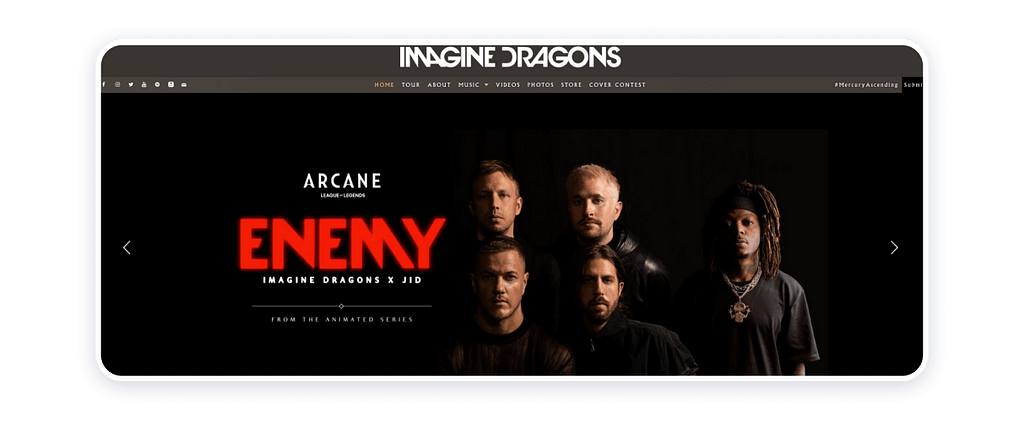 imagine dragons website examples