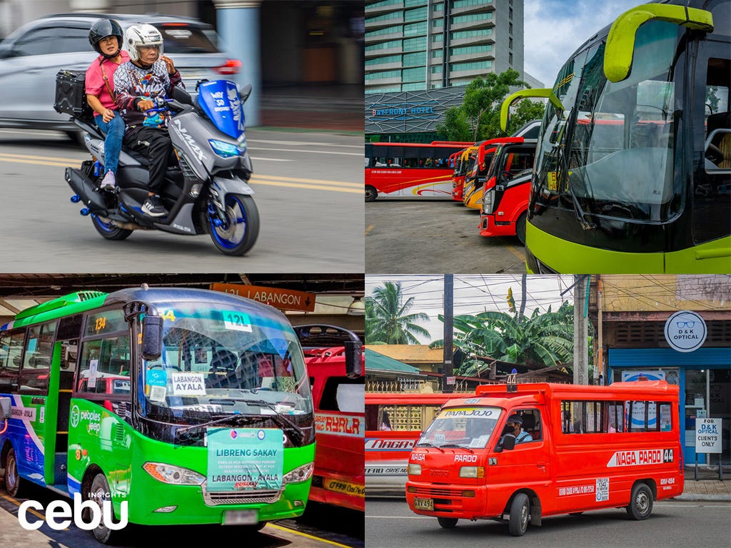 collage of the public transportation