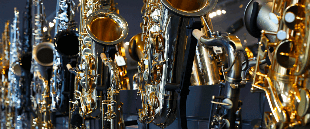 many saxophones