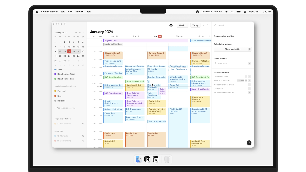 scheduling meetings with notion calendar