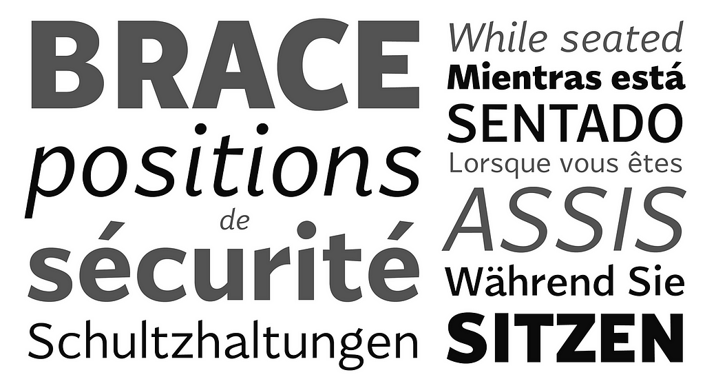 Words in different sizes and styles in the Peasy font from 2019
