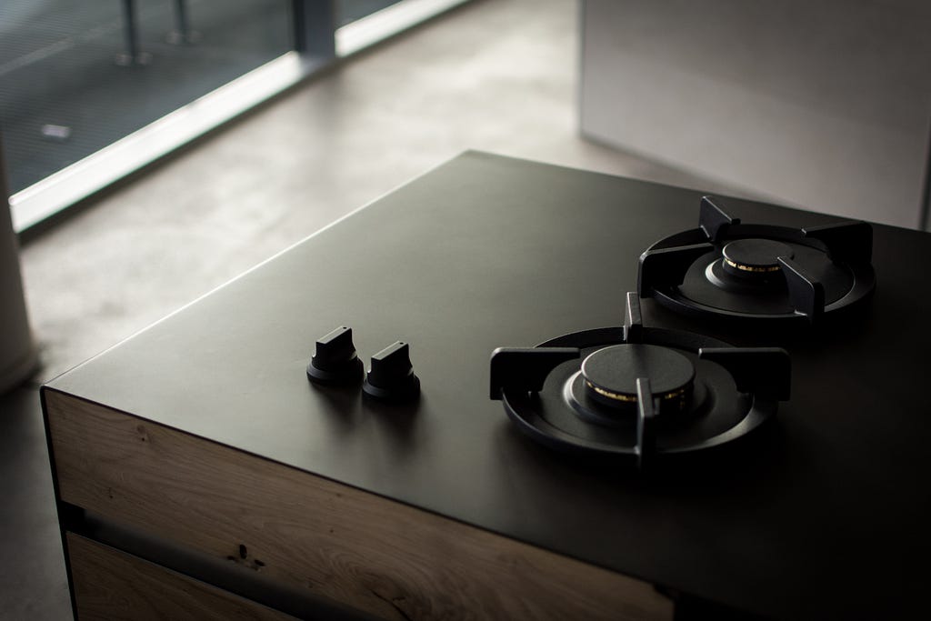 Stove top with black matte finish
