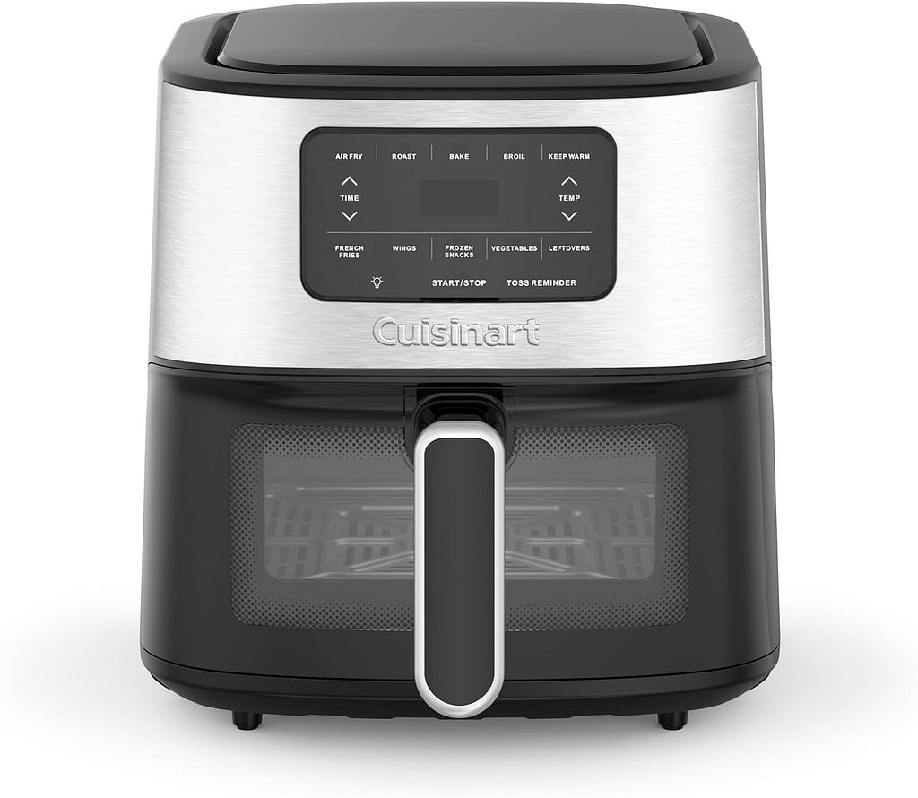 Cuisinart Air Fryer Oven – 6-Qt Basket Stainless Steel Air Fryer – Dishwasher-Safe Parts with 5 Presets – Roast, Bake, Broil, Air Fry and Keep Warm – Quick  Easy Meals – AIR-200