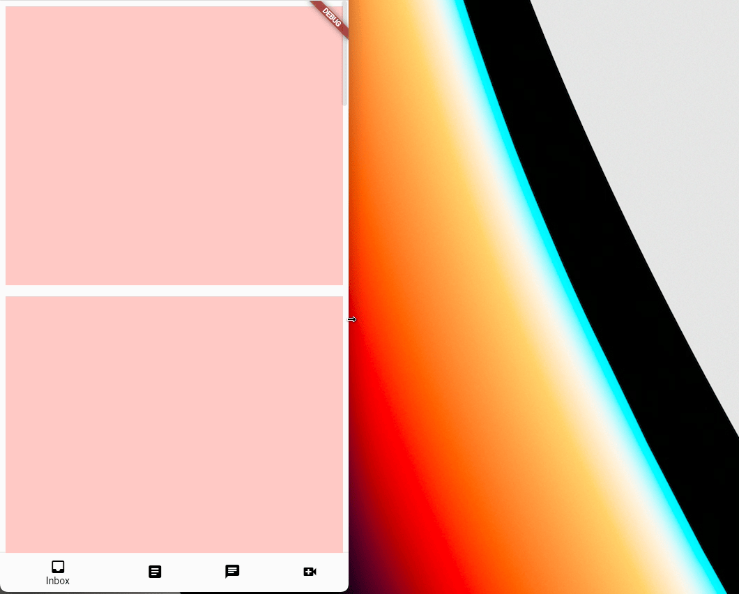 A gif showing how the AdaptiveScaffold hides and shows different screen areas as the screen size changes. As the screen gets smaller the Primary navigation (left) changes to a Bottom navigation bar. The secondary body is also hidden in smaller screen sizes.