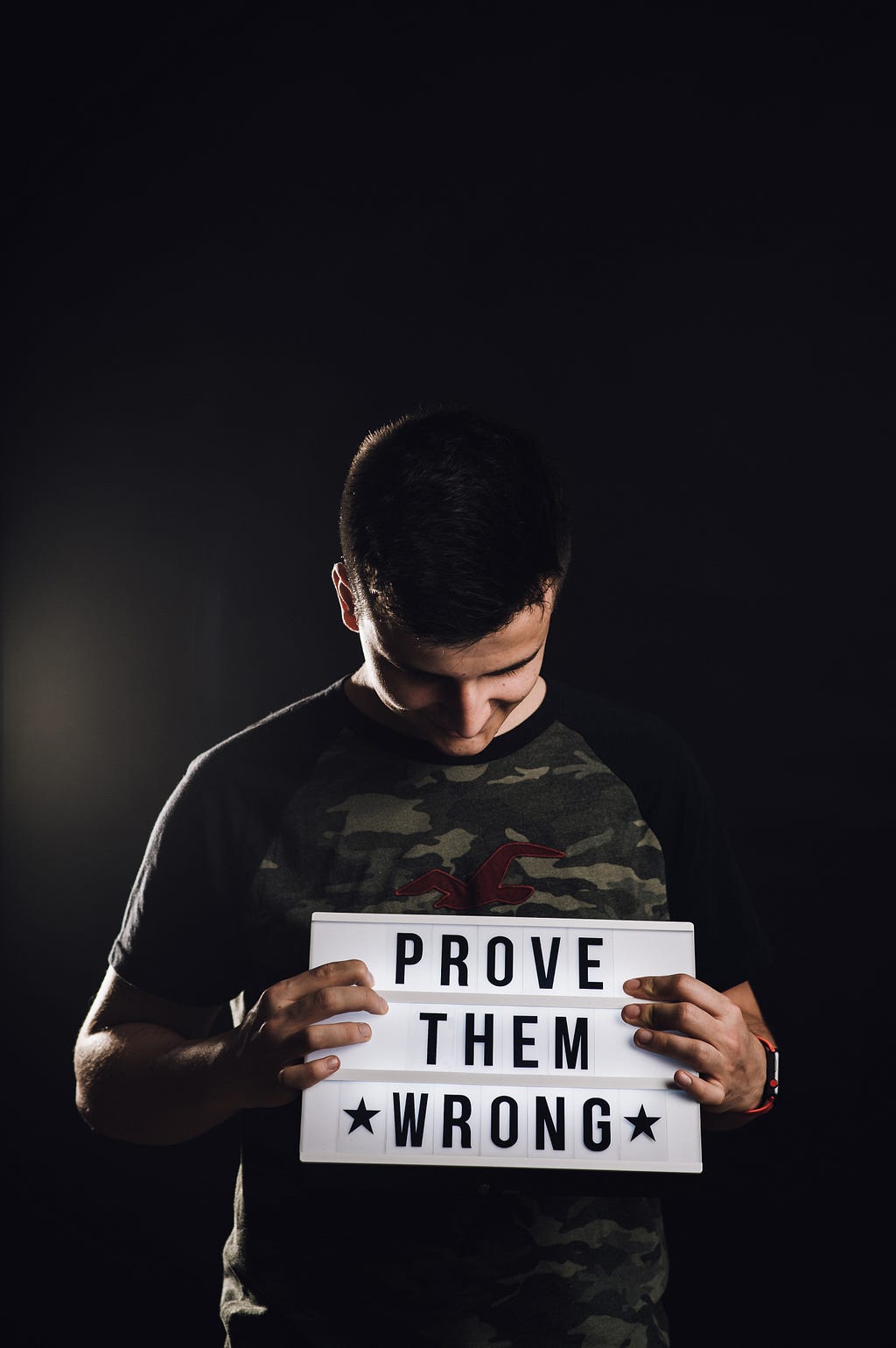 a man showing paper saying Prove them wrong.