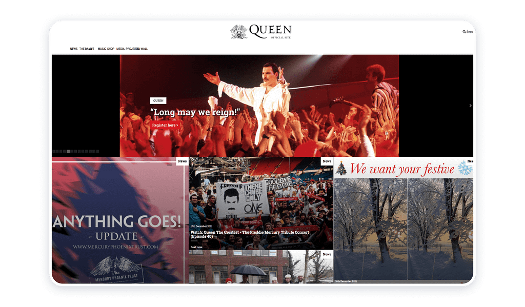 queen website example