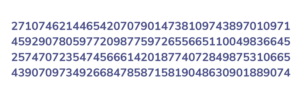 Row of numbers in blue color