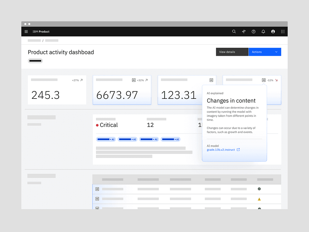 IBM Carbon includes an AI label component to properly indicate where AI generated content is used