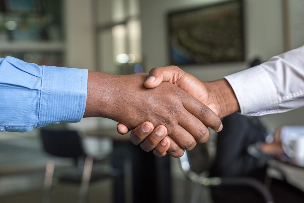 close up of a handshake