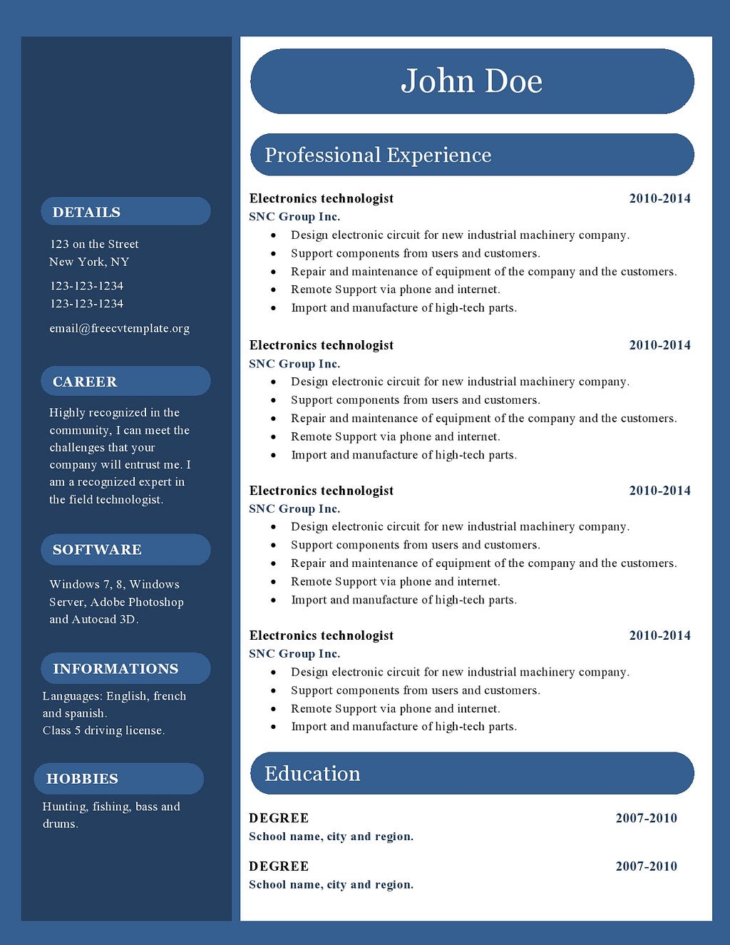 Free cv resume templates 417 to 422 • Get A Free CV