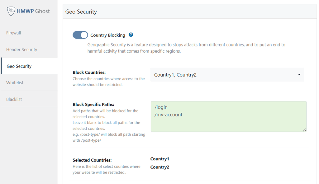 country blocking in hide my wp ghost