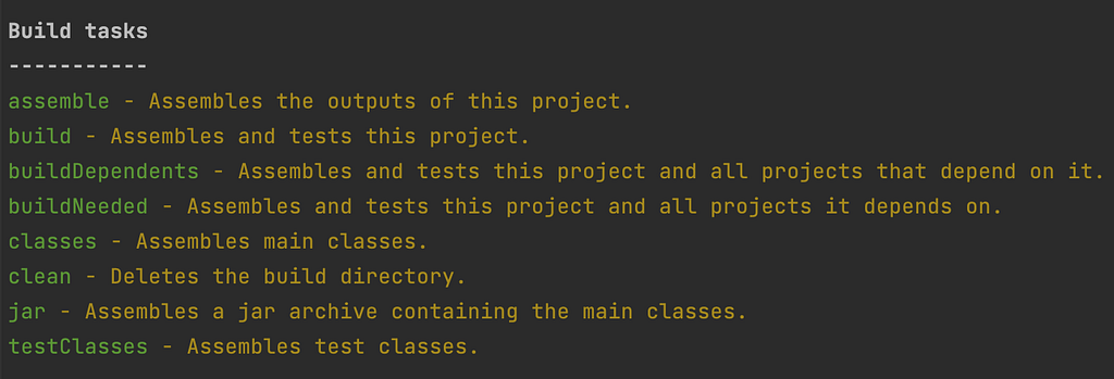 Java Plugin Default Gradle Tasks