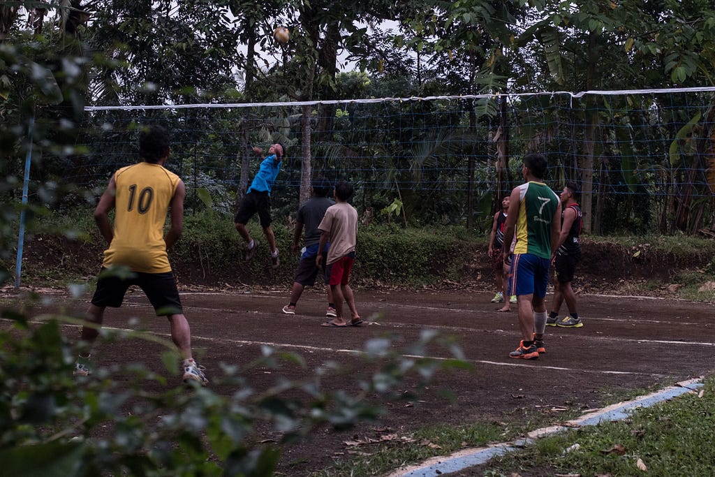 Playing Volleyball with the Homestay Family