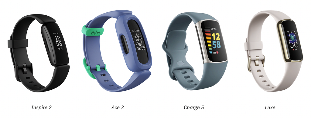 Image of four Fitbit models