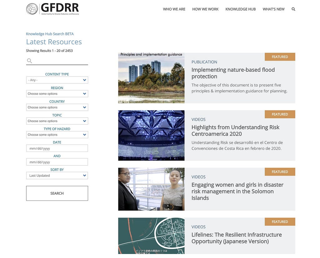 Knowledge hub for The Global Facility for Disaster Reduction and Recovery (GFDRR), which is housed at the World Bank