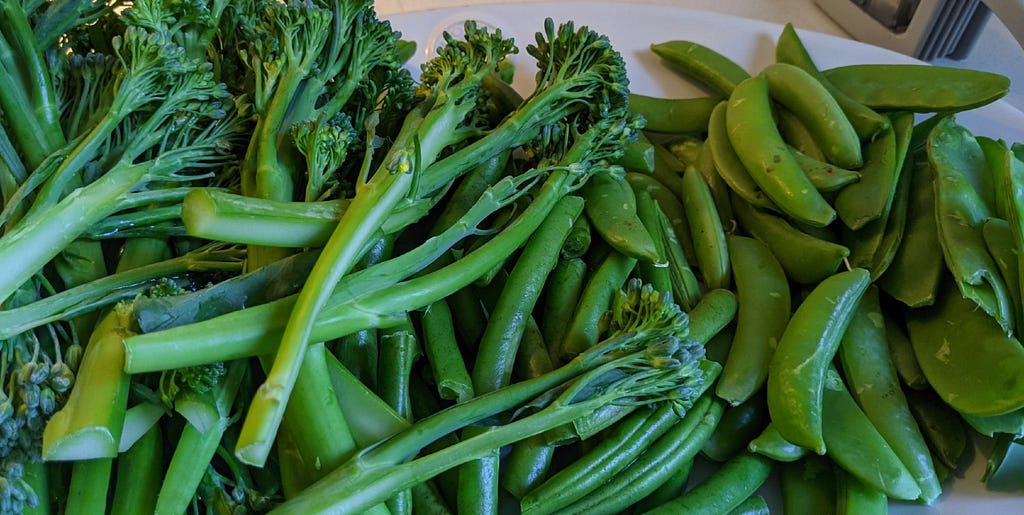 plate of freshly steamed greens