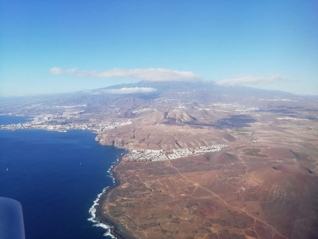 A view of Tenerife from the plane window