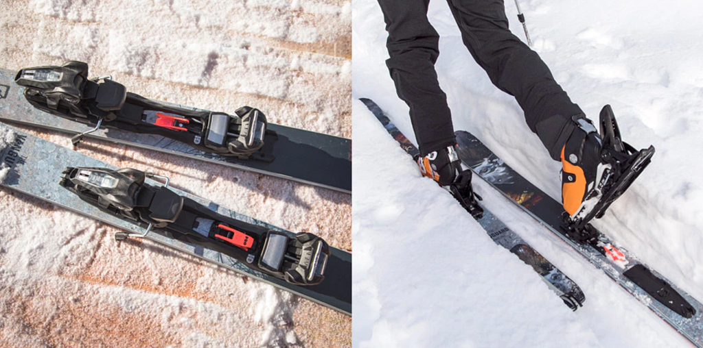 Frame bindings for ski touring