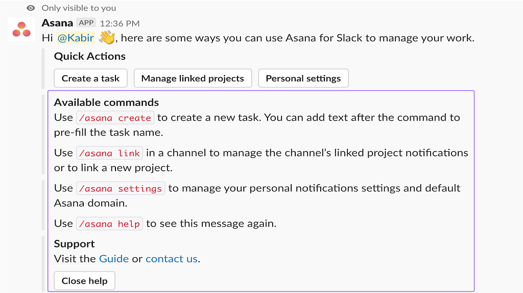 Using Asana with Slack