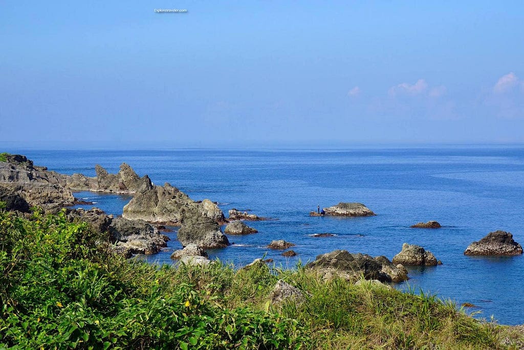 Rugged coral reefs and volcanic rock along the beaches of Taitung County Taiwan