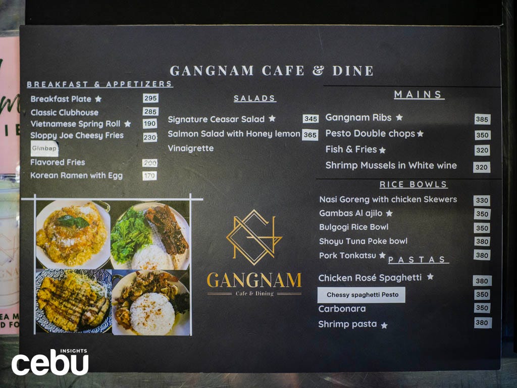 menu of Gangnam Cafe