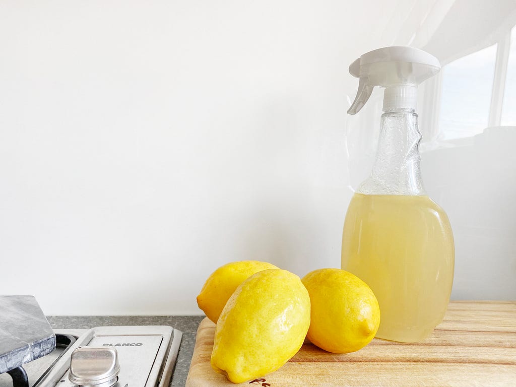 The acid in lemon makes it great for sanitising surfaces.