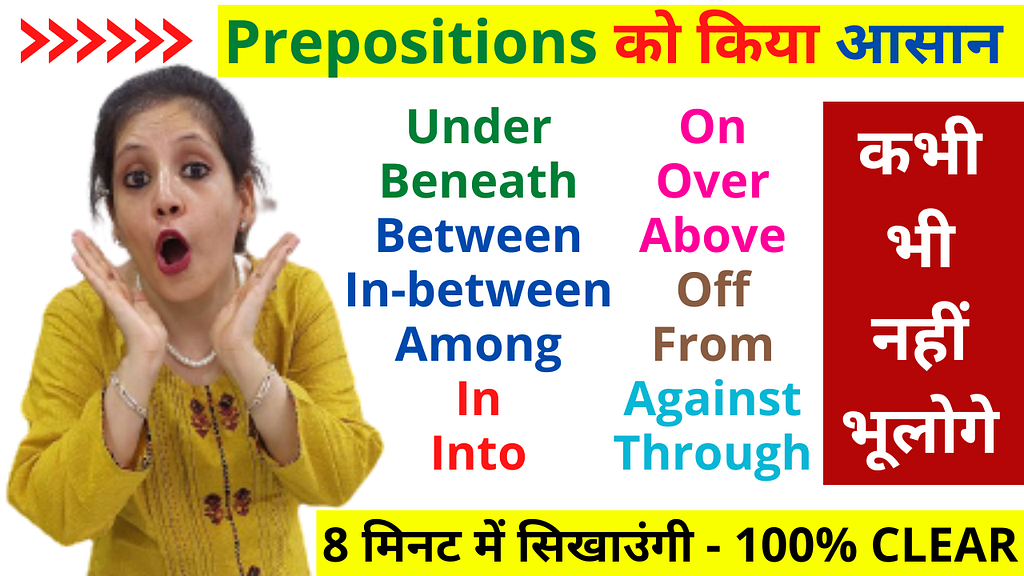 Use of Prepositions with Examples in Hindi