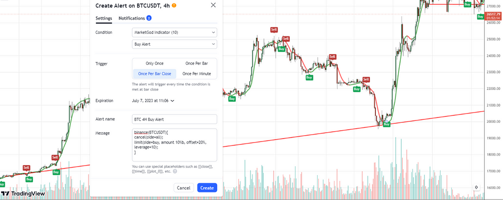 Using Tradingview alerts to send order details to Alert2Trade